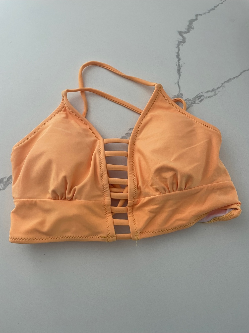 Cupshe Peach Orange Strappy Bralette Swim Top